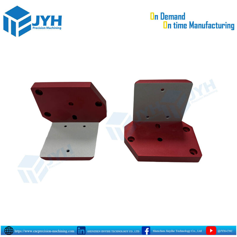 Präzisions-CNC-gefräste rot eloxierte Aluminiumteile mit teilweisen entlackten Bereichen und Korrosionsbeständigkeit