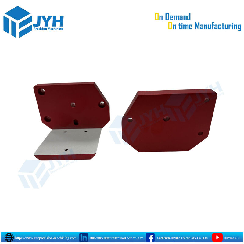 Präzisions-CNC-gefräste rot eloxierte Aluminiumteile mit teilweisen entlackten Bereichen und Korrosionsbeständigkeit